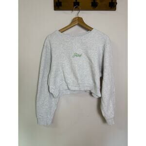 Women's Pink Ivy Fleece Yoke Seam Crew Sweatshirt L